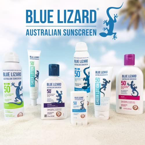 BLUE LIZARD Sensitive Mineral Sunscreen Stick with Zinc Oxide, SPF 50+, Water Resistant, UVA UVB Protection Easy to Apply, Fragrance Free, 0.5 Oz