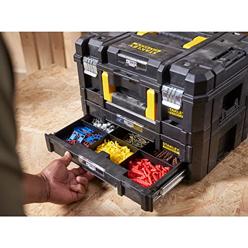 Stanley FatMax Tstak Combination Toolbox - 21.5 L Includes Box with 2 Drawers and Metal Clips - Pack of 1 - FMST1-71981