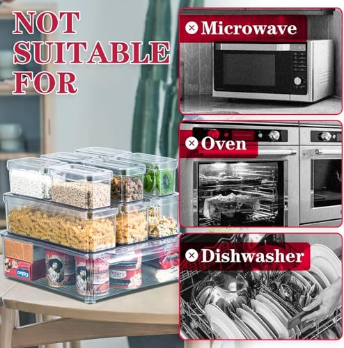 Fridge Clear Organizer Bins Stackable - 10 Pack Refrigerator Organizer Bins with Lids, BPA-Free Produce Fruit Storage Containers for Storage Clear for Food, Drinks, Vegetable Storage