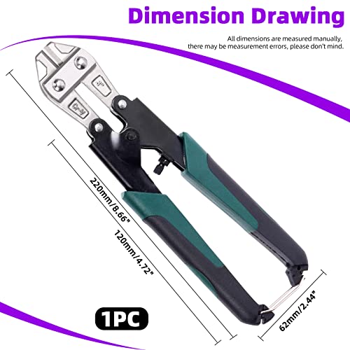 Swpeet 1Pcs 8 Inch Heavy Duty Bolt Cutter Pliers, Wire Breaking Plier with Rubber Black-Green Ergonomic Nonslip Handles, Lock Cutter for Cutting Chain Lock, Cable and Wire Mesh