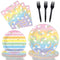 96 Pcs Rainbow Birthday Party Plates and Napkins Supplies Set Colorful Rainbow Party Disposable Paper Plates Tableware Kit Decorations Favors for Birthday Party Baby Shower for 24 Guests