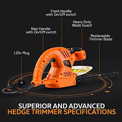 SuperHandy Hedge Trimmer 610mm 600W Corded 230V Lightweight Lawn and Garden Landscaping