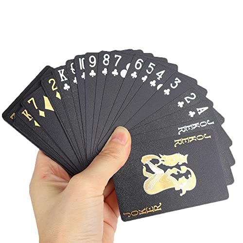 ZIENVE Black Playing Cards, Classic Waterproof Plastic Playing Cards, Decks of Cards, Premium Cool Poker Cards with Unique Bright Colors Great for Party, Game, Magic Trick, Black Rose