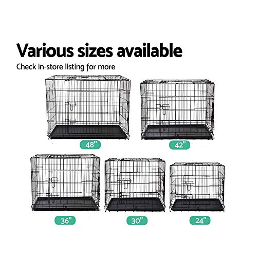 i.Pet Dog Crate Cage 36" Pet Kennel Crates Puppy Cat Fence House Outdoor Indoor Portable Carrier, Metal Wire with Triple Doors Lockable Foldable with Removable Tray and Handle