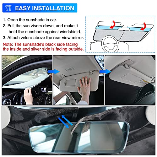 KUST Windshield Sun Shade for Freightliner Sprinter & Mercedes Benz Sprinter 2007-2023 Window Sunshade Sun Visor Protector Foldable Blocks UV Rays Keep Your Car Cooler