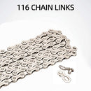 Bike Chain 6/7/8/9/10/11/12 Speed Bicycle Chain with Quick Link 116/126 Link Upgrade Universal, Silver