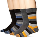 Rockport Men's Solid Striped Crew Sock, Black/Charcoal, Sock Size:10-13/Shoe Size: 6-12