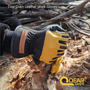 QearSafety 1 pair Cowhide Work Gloves, Gardening, Thorn Resistance ,Mechanic Work, Palm Padded, Knuckle TPR Anti-Impact Protect, Screen Touch Fingers, Multi-Purpose (Large)