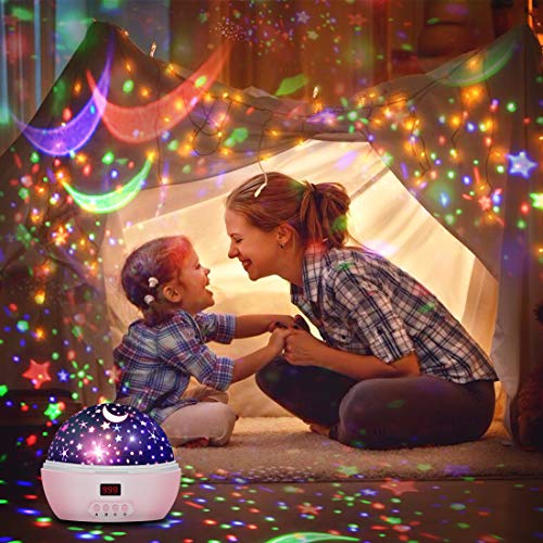 MOKOQI Star Projector Night Light for Kids Adults, Star Night Lights Romantic Rotating Projection Lamp with Timer & Color Changing for 1-6-10 Year Old Gifts (Pink)