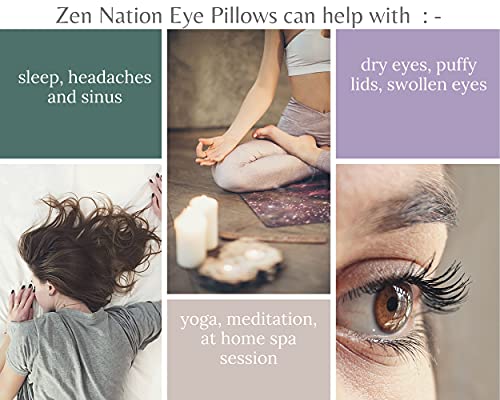 Zen Nation Yoga Eye Pillow- Lavender and Flaxseed - Includes Washable Cover - for Dry Eyes, Yoga, Relaxation, Sleep, Stress Relief, Aromatherapy. All Natural