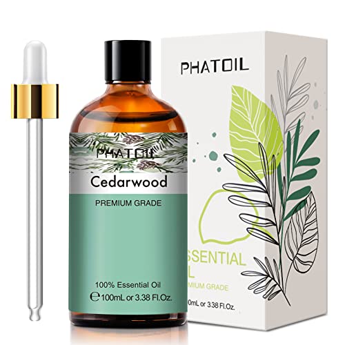 PHATOIL Cedarwood Essential Oil 100ML, Essential Oils for Diffuser, Humidifier, Aromatherapy, DIY Candle and Scented Products Making (Cedarwood, 100ml)