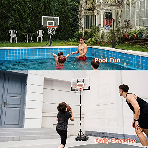 Aimking Portable Basketball Hoop System 29 Inch Impact Backboard 3.2FT to 7.2FT Telescoping Adjustment Basketball Goal System for Indoor Outdoor