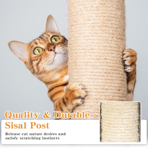 Advwin Cat Tree Cat Tower 157 cm, Multi-Level Cat Scratching Post with Cozy Hammock and Baskets, Large Cat Scratcher Furniture Climbing Play House Center for Kitten（Dark Grey）