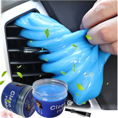 2-Pack Super clean- Upgrade Soft Universal Car Cleaning Gel for Car Vent, Keyboard Cleaner with Double-ended Dust Brush,Car Accessories Interior Cleaning Slime, Auto Dust Cleaning Kit for Computer Cleaning and Car Detailing