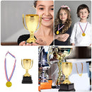 BESPORTBLE Gold Trophy Cups Award Medals: Plastic Trophies Winner Medals Golden Award Trophy Cup and Honor Medal for Winning Prizes Competitions Ceremony Appreciation Gift