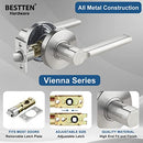 BESTTEN [5 Pack Vienna Series Contemporary Passage Door Handle with Removable Latch Plate, Interior Hallway Closet Door Lever Set, Satin Nickel