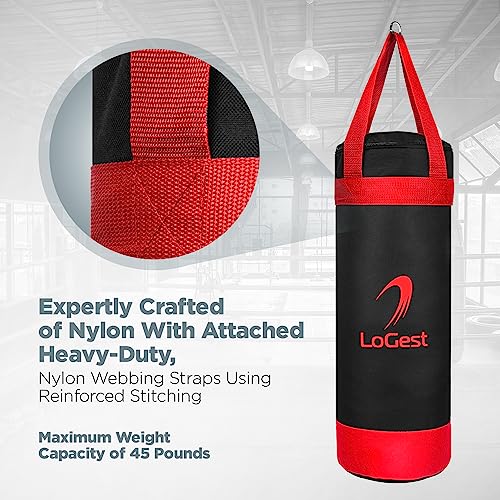 LoGest Punching Bag for Kids Boxing Set - Suitable for Kids Punching Bags 3-8 Years of Age - Boxing Gloves & Hand Wraps Included - Youth Children Boxing MMA Kickboxing Muay Thai Karate Punching Bag