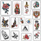 Womaha 15 Sheets Color Temporary Tattoos Men and Boys Old School Temporary Tattoos Sets