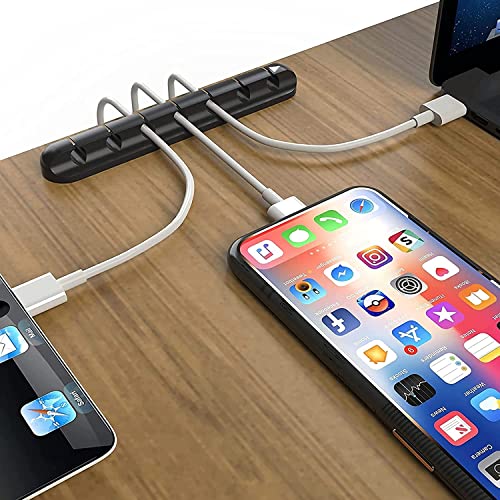Cable Clips Cord Management Organizer-Cord Organizer Holder for Desk - Self Adhesive Cable Holder Clip - Advoxe Electrical Cable & Wire Management - Charger Cord Holder – Cable Organizer for Mouse, Laptop, PC and USB Charging