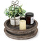 Rustic Wood Tray Candle Holder Set of 2, Large Round Wooden Catch-All Holders, Natural Farmhouse Coffee Decorative, Table Accessories for Home, Kitchen, Dining Room