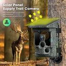 Trail Camera Solar Powered 46MP 4K 30FPS, WiFi Bluetooth Game Camera with 120°Wide-Angle Motion 3 PIR Sensor 0.1s Trigger Time Trail Camera with Night Vision IP66 Waterproof