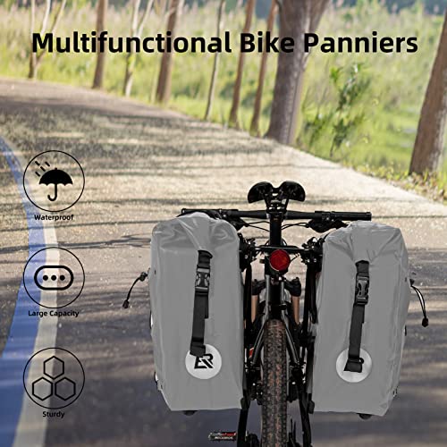 ROCKBROS Bike Panniers Waterproof Bike Rear Rack Bag Max 30L Large Capacity Bike Rear Panniers for Cycling Traveling Commuting