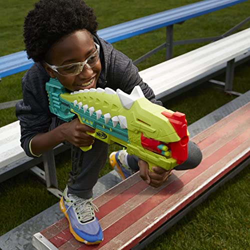 Nerf DinoSquad Armorstrike Dart Blaster, 8-Dart Rotating Drum, Drop Grip, Dart Storage, 16 Nerf Elite Darts, Anklyosaurus Dinosaur Design