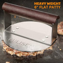 HULISEN Stainless Steel Burger Press, Heavy Weight Smashed Burger Press, Grill Press with Heat Resistant Wood Handle, 6 Inch Burger Smasher, BBQ Griddle Accessories for Bacon Hamburger Steak Meat