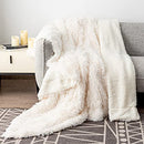Pawque Luxury Faux Fur Throw Blanket Super Soft Oversized Throw Blankets, 90x90 inches, Decorative Blankets for Sofa Couch Bed Chair Photo Props, Breathable & Washable, Cream