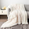 Pawque Luxury Faux Fur Throw Blanket Super Soft Oversized Throw Blankets, 90x90 inches, Decorative Blankets for Sofa Couch Bed Chair Photo Props, Breathable & Washable, Cream