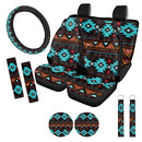 ZFRXIGN Western Car Seat Covers for Women Full Set Aztec Car Steering Wheel Cover Car Seat Belt Cover, Car Coaster Cup Holder, Wristlet Keychain Lanyard Universal Tribal Navajo
