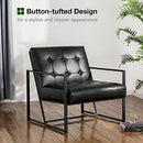 glitzhome Mid Century Modern Accent Chair, Modern Living Room Chairs with Durable Metal Frame,PU Leather Cushioned, Reading Armchairs for Living Room, Bed Room, Home Office, Black