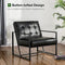 glitzhome Mid Century Modern Accent Chair, Modern Living Room Chairs with Durable Metal Frame,PU Leather Cushioned, Reading Armchairs for Living Room, Bed Room, Home Office, Black