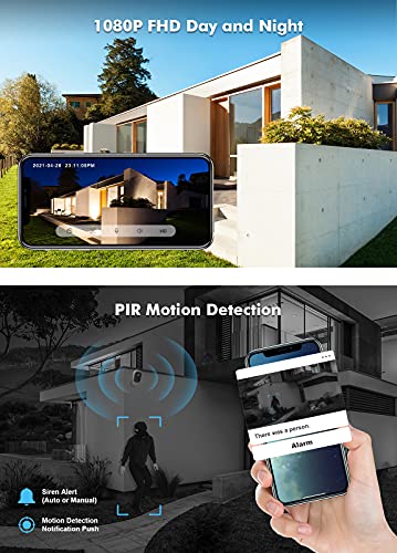 Dzees Security Cameras Wireless Outdoor - Spotlight & Siren, 1080P Battery Powered WiFi Cameras for Home Security, AI Motion Detection, Color Night Vision, 2-Way Talk, Waterproof, SD/Cloud