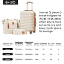 COOLIFE Suitcase Trolley Carry On Hand Cabin Luggage Hard Shell Travel Bag Lightweight with TSA Lock,The Suitcase Included 1pcs Travel Bag and 1pcs Toiletry Bag (White, 20 Inch Luggage Set)