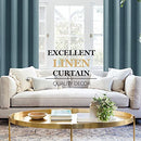 MIULEE 2 Panels Linen Curtains 90 Inches Long Blackout Curtain Panels for Bedroom/Living Room Curtain Drapes Thermal Insulating Texture Grommet Top-Eggshell Blue