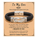 D Dongjiangjin Gift To My Son Grandson Nephew Leather Bracelet Birthday Easter Gradution Gifts for Teen Boys, 8 inch, Stainless Steel, No Gemstone