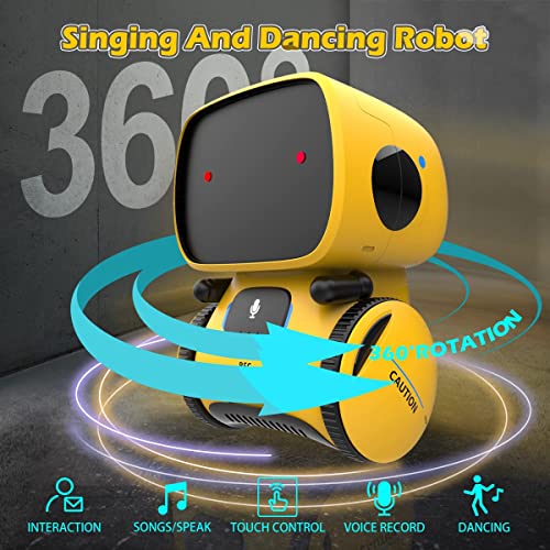 REMOKING Robot Toy for Kids,STEM Educational Robotics,Dance,Sing,Speak,Walk in Circle,Touch Sense,Voice Control, Your Children Fun Partners,Gift Toys for 3 4 5 6 7 Year Old Boys Girls (Yellow)