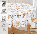 RUVANTI Round Tablecloth 70 Inch, for 3-6 Feet Tables, 100% Cotton Round Table Cover, Stain Resistant, Reusable, Washable, Perfect for Kitchen, Dining, Wedding, Parties, Holiday – Orange Grey Floral