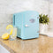 Koolatron Retro 4L 6 Can Portable Mini Fridge, Compact Car Refrigerator, Skincare Cosmetic Beauty Makeup Personal Cooler 12V and AC Cords Desktop Accessory for Bedroom Home Office Travel (Aqua)