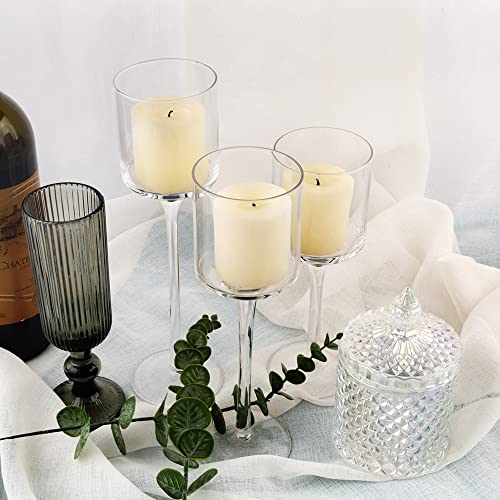 10 Sets (30 Pcs) Candlestick & Tealight Candle Holders Tall High Elegant Clear Glass Tealight Holder Suitable for Candles Under 6cm (2.36") in Diameter Fit Home Party Wedding Table Centerpiece Decor