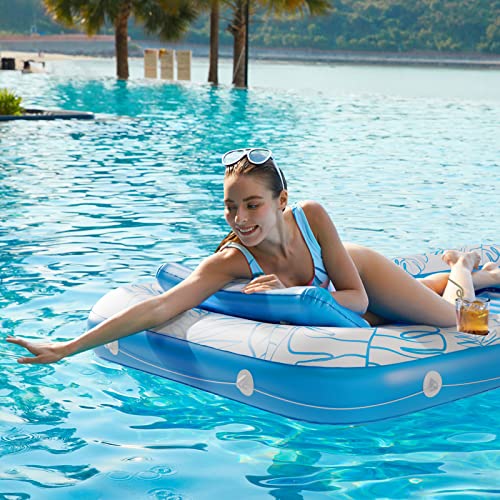 Inflatable Tanning Pool Lounger Float - Jasonwell 4 in 1 Sun Tan Tub Sunbathing Pool Lounge Raft Floatie Toys Water Filled Tanning Bed Mat Pad for Adult Blow Up Kiddie Pool Kids Ball Pit Pool (L)