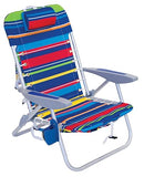 Rio Beach 4-Position Backpack Lace-Up Suspension Folding Beach Chair,Aluminum, Multi Stripe