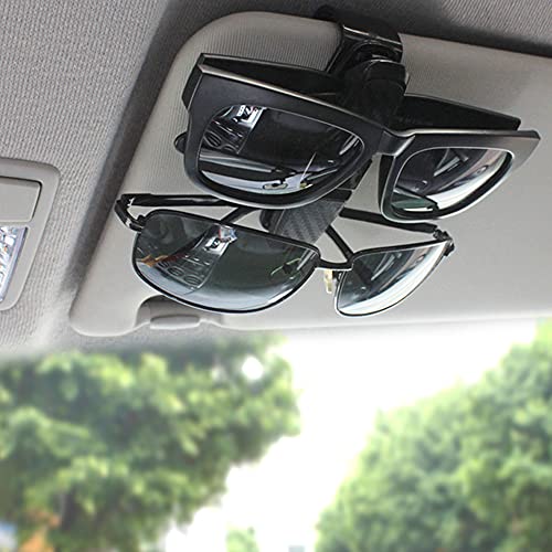 AIFUDA Glasses Organizer Box & Glasses Holders Clip for Car Sun Visor, Leather Sunglasses Clip Storage Case, Sunglasses Eyeglasses Mount with Ticket Card Clip Fits All Car Models