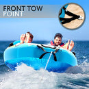 Serene Life Watersports Inflatable Towable Booster Tube - Two Person Water Boating Float Tow Raft, Inflatable Pull Boats/Tubes/Towables w/Dual Seats, PVC Bladder, Foam Pad, Nylon Handles SLTOWBL10