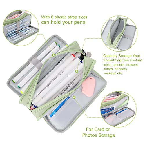 iSuperb Large Pencil Case 7 Compartments Pouch Big Capacity Pencil Bag Oxford Storage Pen Bag Cosmetic Makeup Pouch for Women