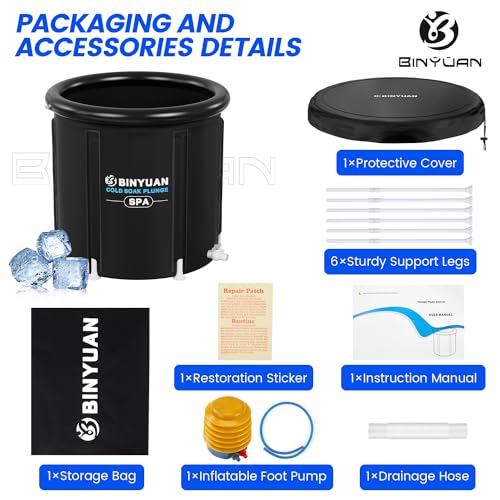 BINYUAN XL Large Ice Bath Tub for Athletes With Cover 99 Gallons Cold Plunge Tub for Recovery, Multiple Layered Portable Ice Bath Plunge Pool Suitable for Gardens, Gyms and Cold Water Therapy Training