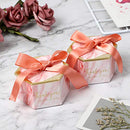 100PCS Hexagon Candy Boxes with Ribbon Baby Shower Boxes Wedding Party Favors Gift Chocolate Packing Box Paper Bags for Gifts (Silver)