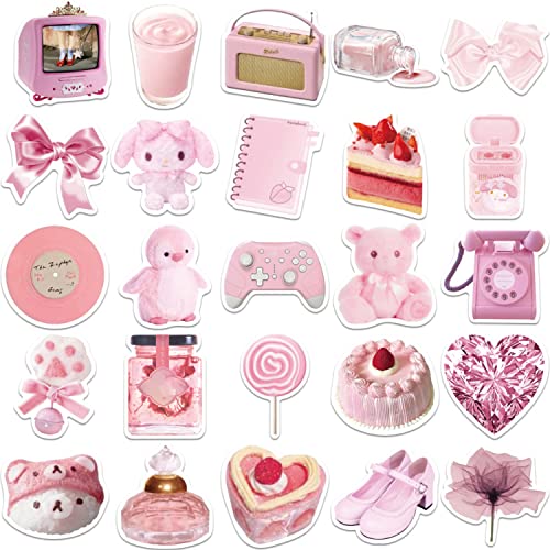 ZDY Pink Stickers for Hydro Flask|50 Pcs Water Bottle Stickers for Girls, Cute Vinyl Waterproof Laptop Skateboard Stickers, Aesthetic Car Decals Computer Stickers for Kids Teens(A126)
