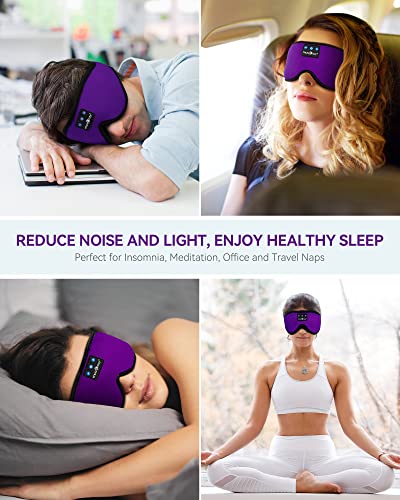 MUSICOZY Sleep Headphones Bluetooth 5.2 Sleep Mask 3D Wireless Music Sleeping Headphones Headband Eye Mask Sleep Earbuds for Side Sleepers Men Women with Thin Stereo Speakers Cool Tech Gadgets Gifts